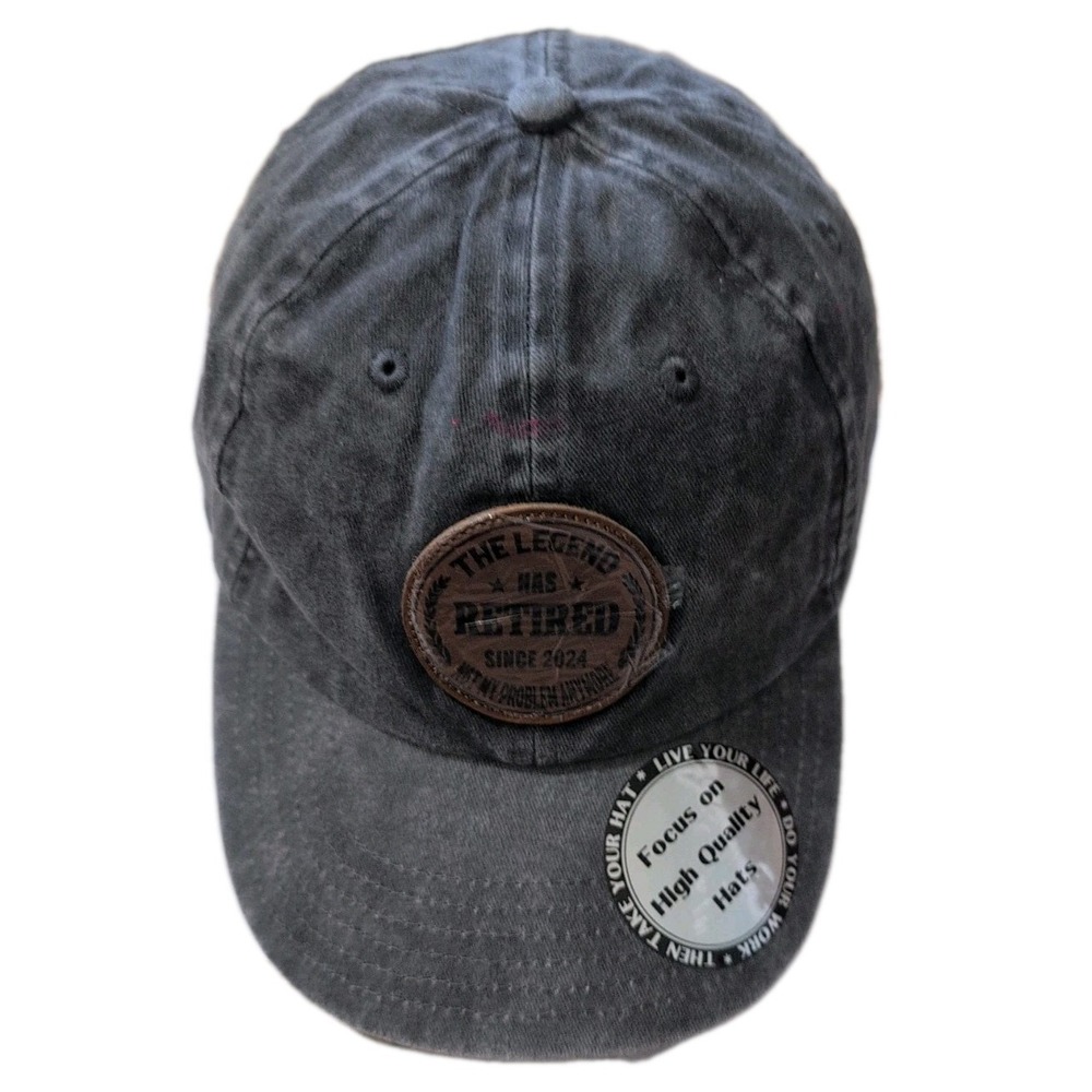 Clatnew Cap The Legend Has Retired 2024  Gray  Denim Adjustable Hat‎ 100% Cotton